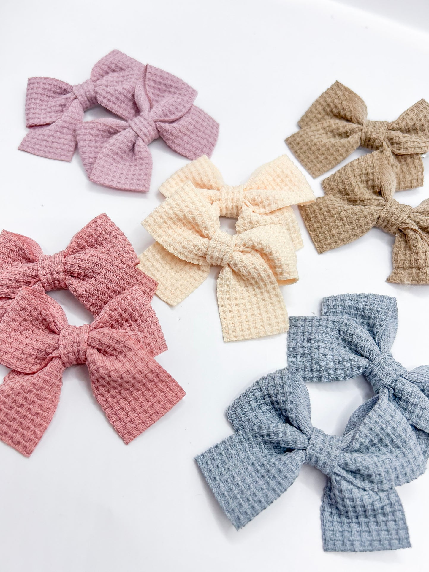 Waffle Pigtail Bow Clips