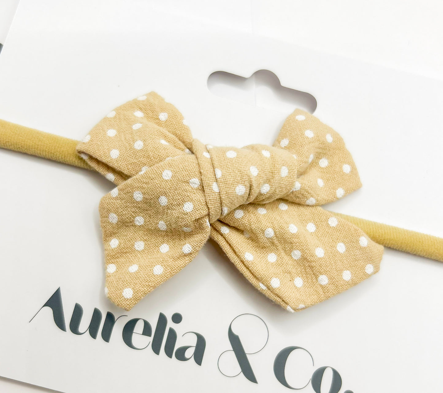 Dotted Cotton Headband Bow