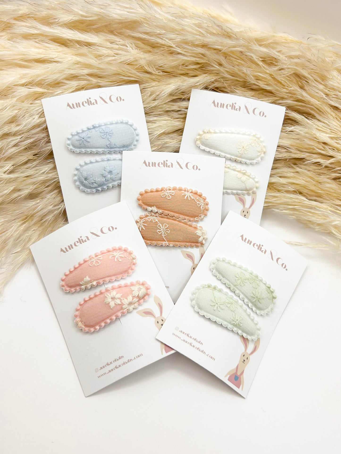 Pastel Embroidered Mini Barrettes