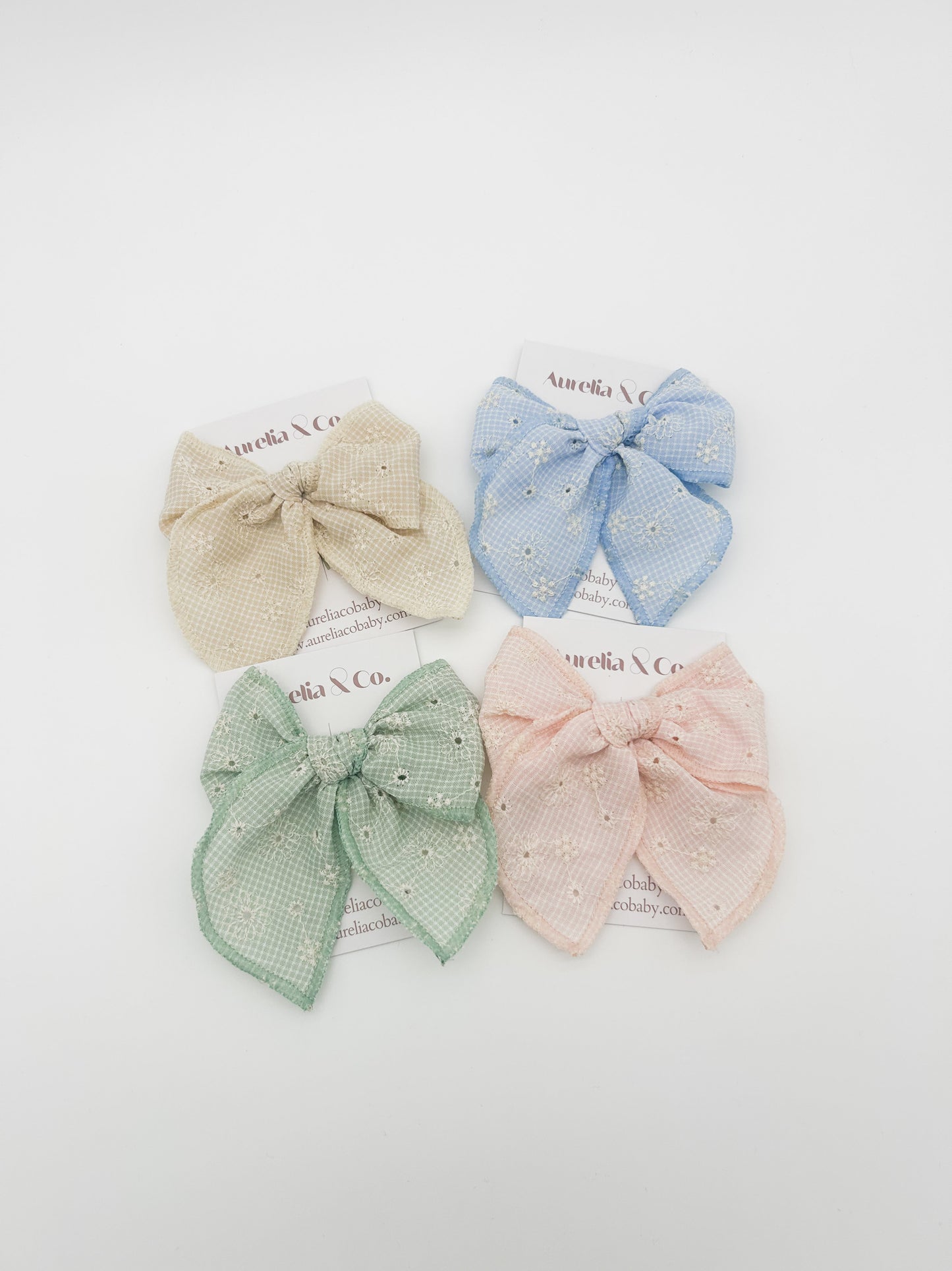 Spring Embroidered Hair Bow