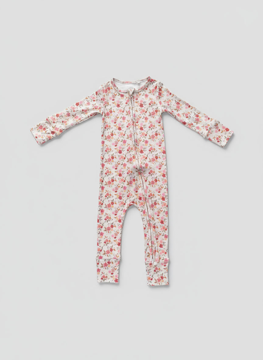 Milk Protein Zip Romper in Ditsy Floral
