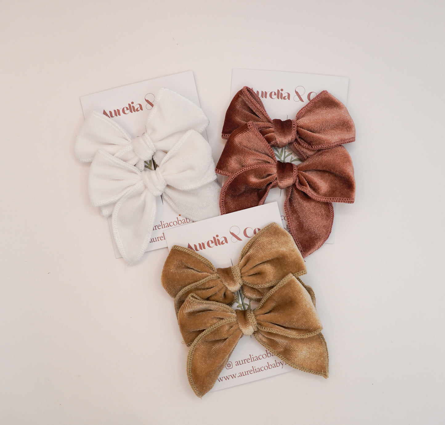 Luxe Velvet Fable Hair Bows Neutral