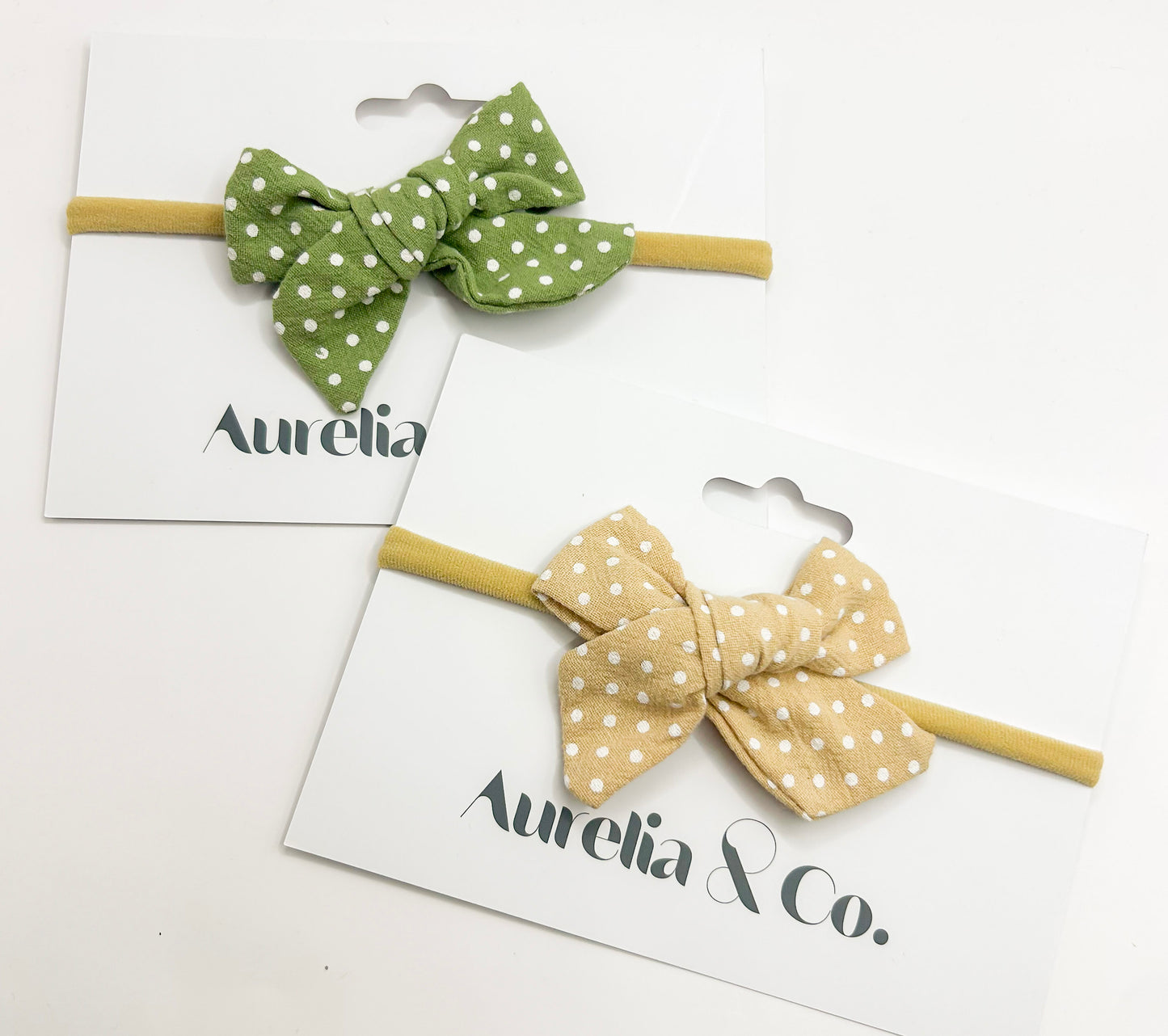 Dotted Cotton Headband Bow