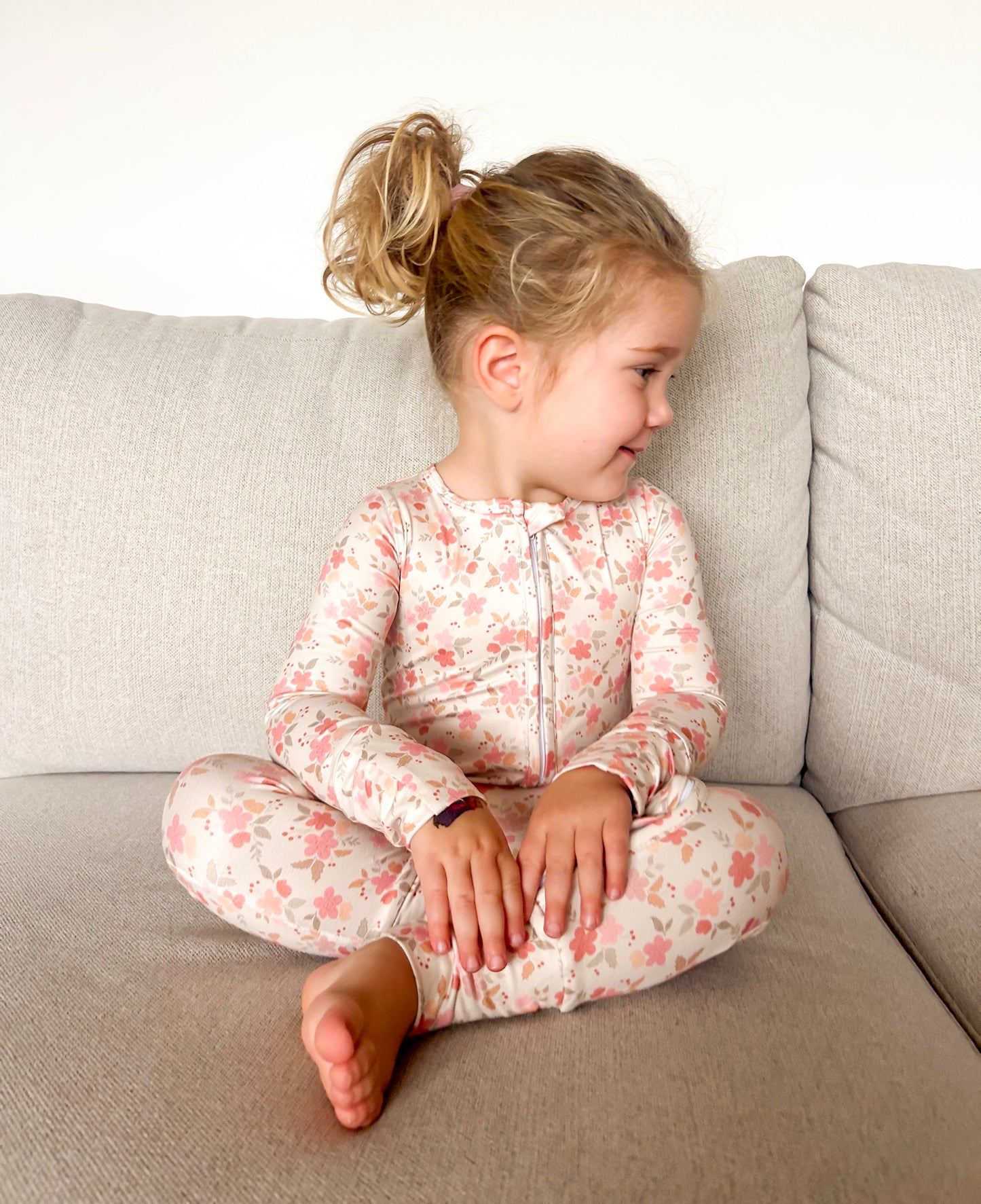 Milk Protein Zip Romper in Ditsy Floral