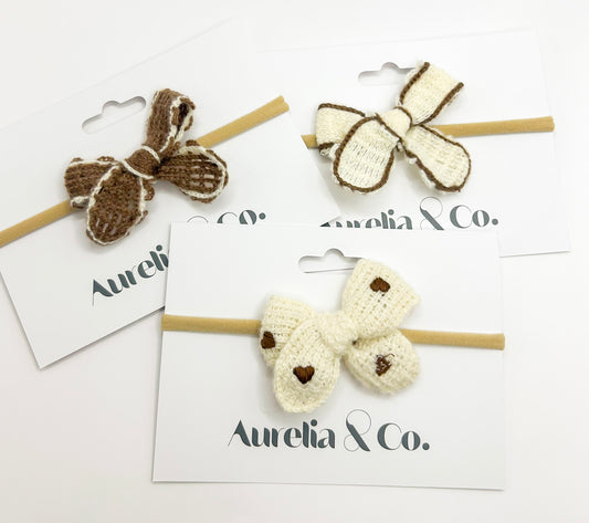 Knit Baby Bow Headbands