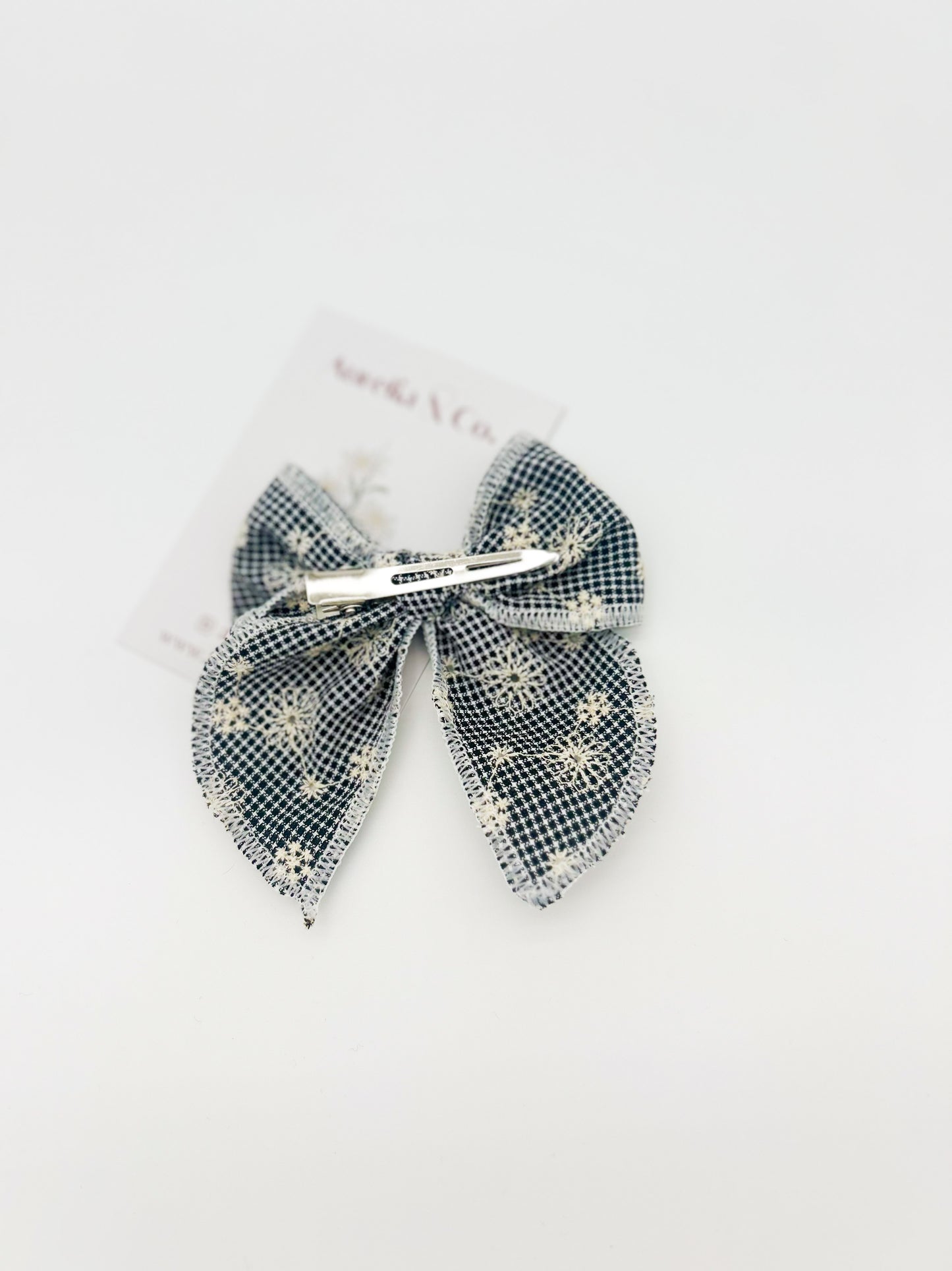 Black Embroidered Medium Bow