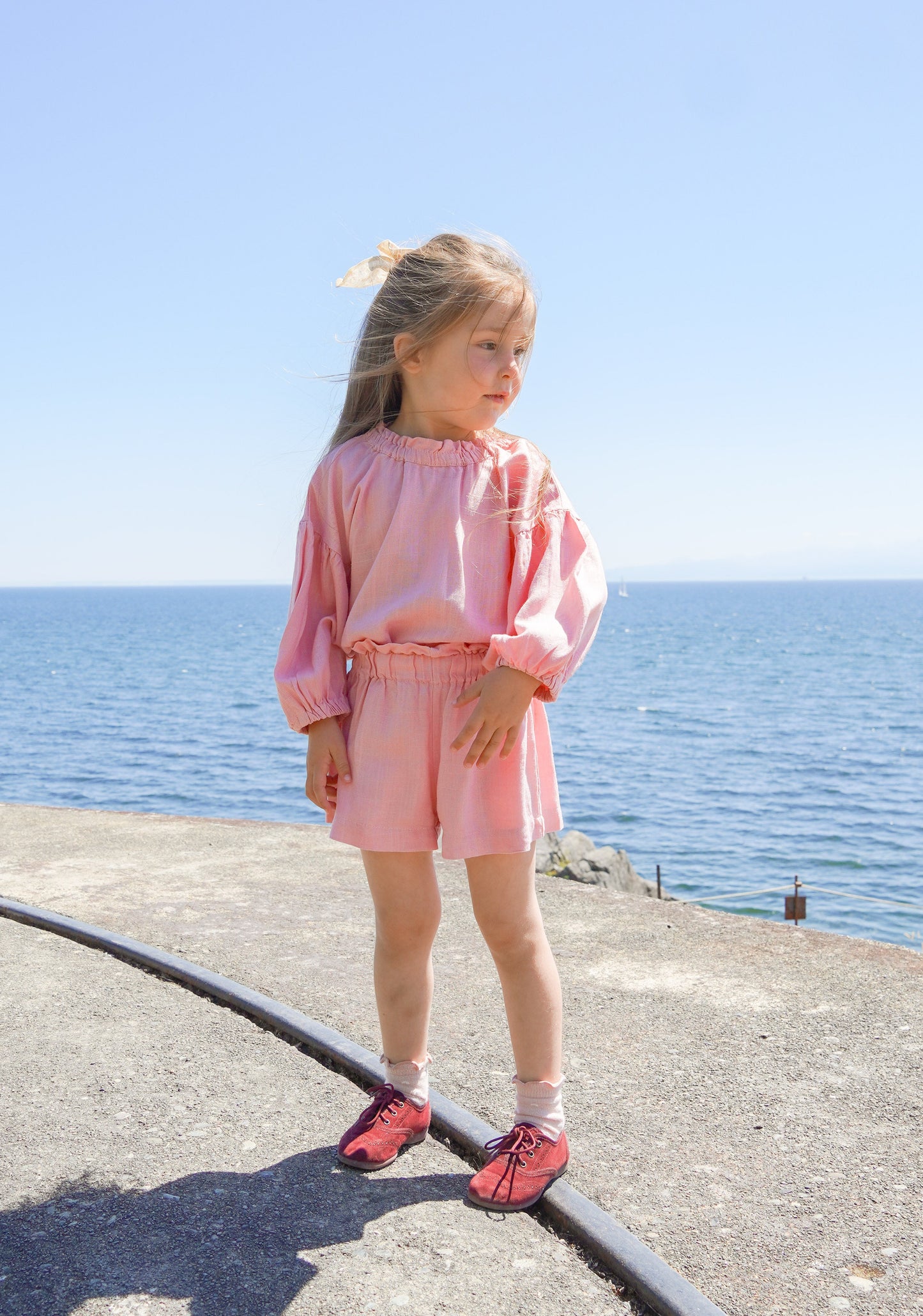 Linen Puff Sleeve Shorts Set