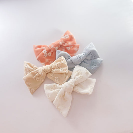 Embroidered Ditsy Flower Bow
