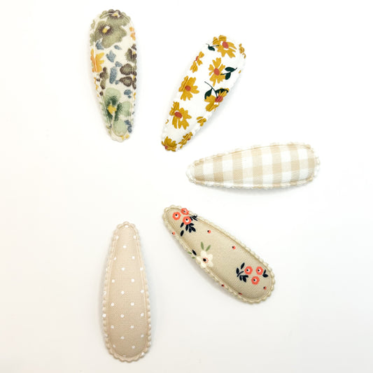 Neutral Fabric Barrettes