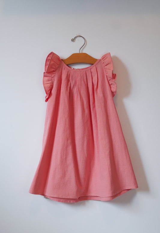 Cotton Ruffle Sleeve Dress