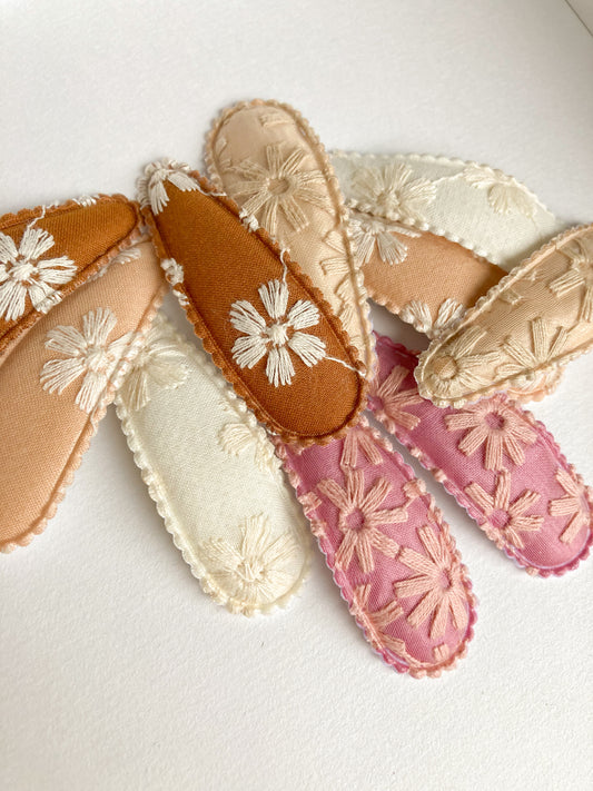 Embroidered Floral Barrettes
