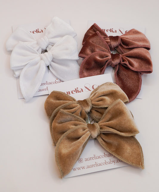 Luxe Velvet Fable Hair Bows Neutral